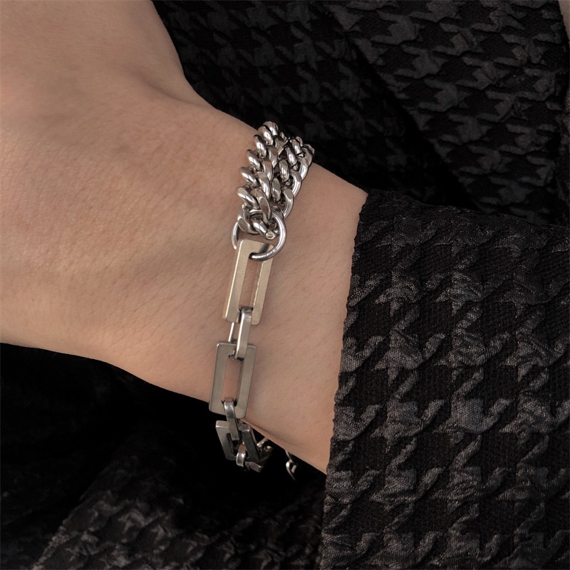 Gelang Bahan Titanium steel Model double layer adjustable Gaya Jepang Dan Korea Untuk Pria