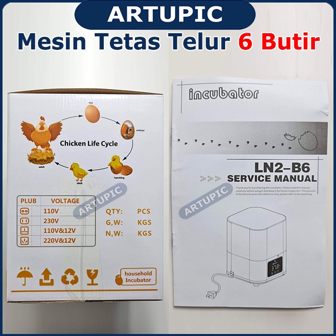 Mesin Tetas Telur Incubator 6 Butir Penetas Digital Egg Incubator Inkubator Telur
