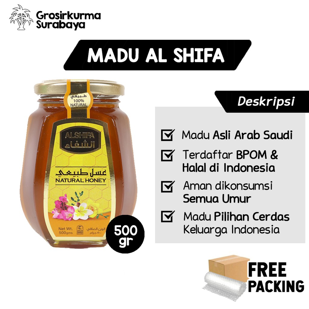 MADU AL SHIFA 500gr Asli Arab Saudi Tanpa Campuran Syifa Untuk Penyembuhan &amp; Peningkat Imun Sarapan