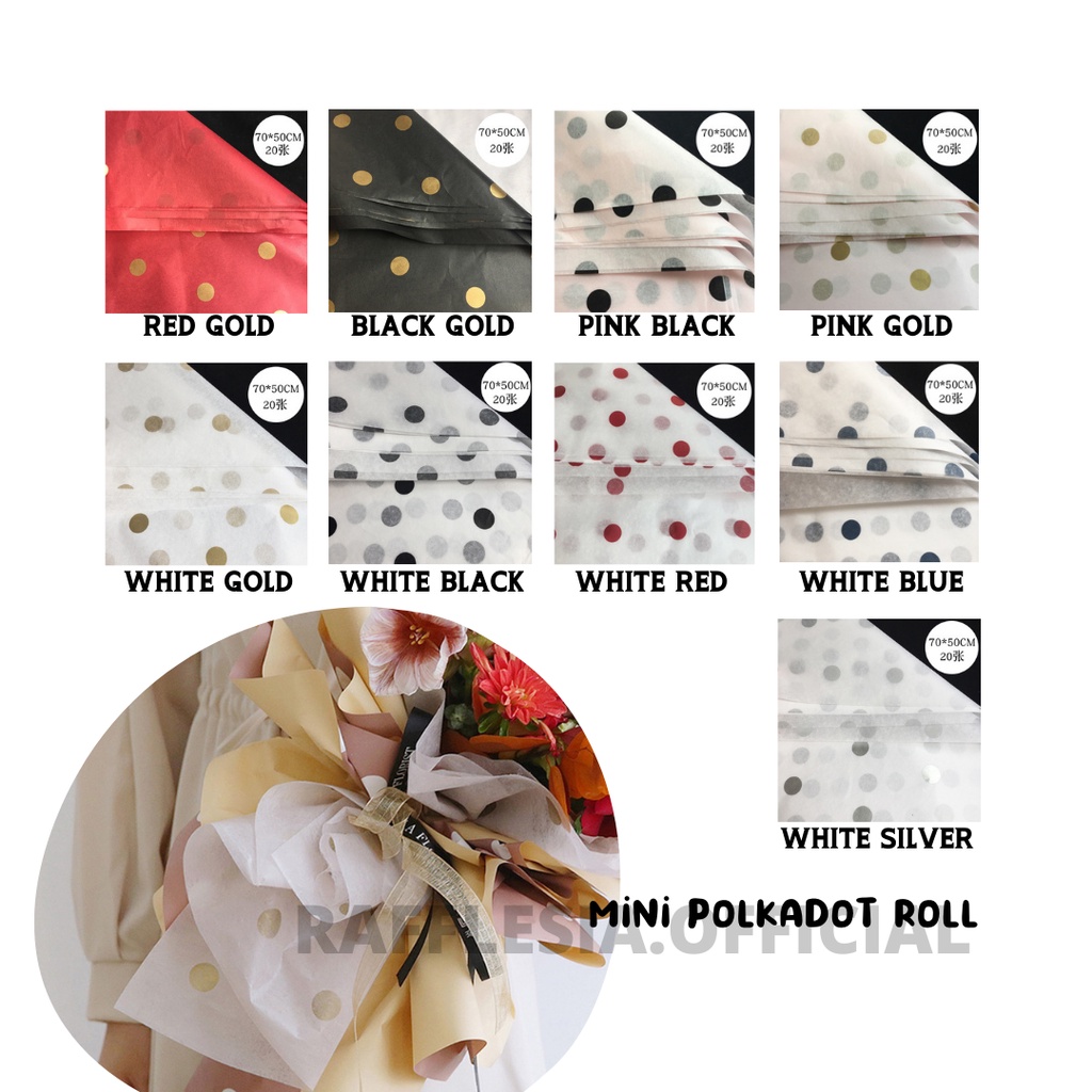 

[5 LEMBAR] FLOWER WRAPPING KOREAN PREMIUM COTTON MINI POLKADOT KERTAS BUKET TISSUE SERAT PEMBUNGKUS BUNGA