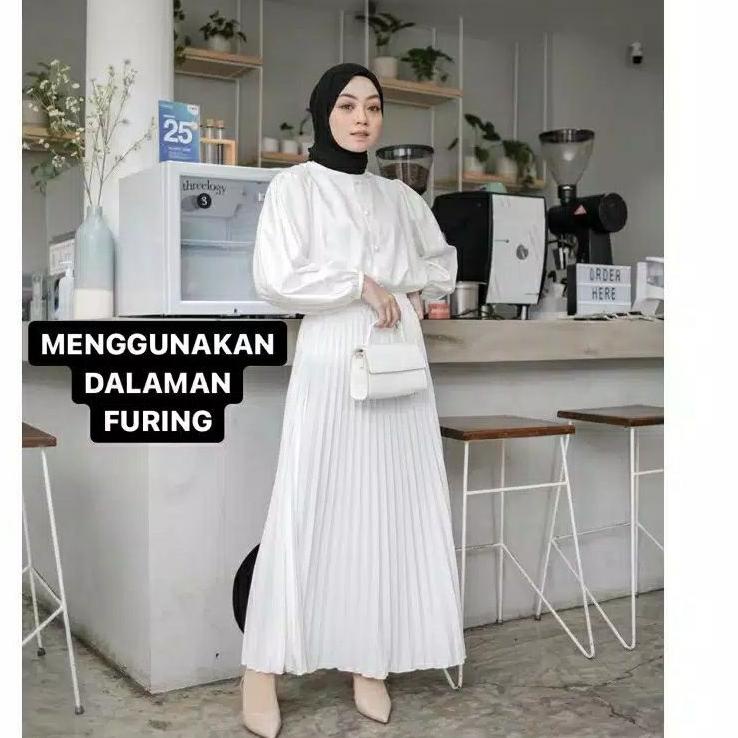 Recomended.. Rok plisket putih furing premium import