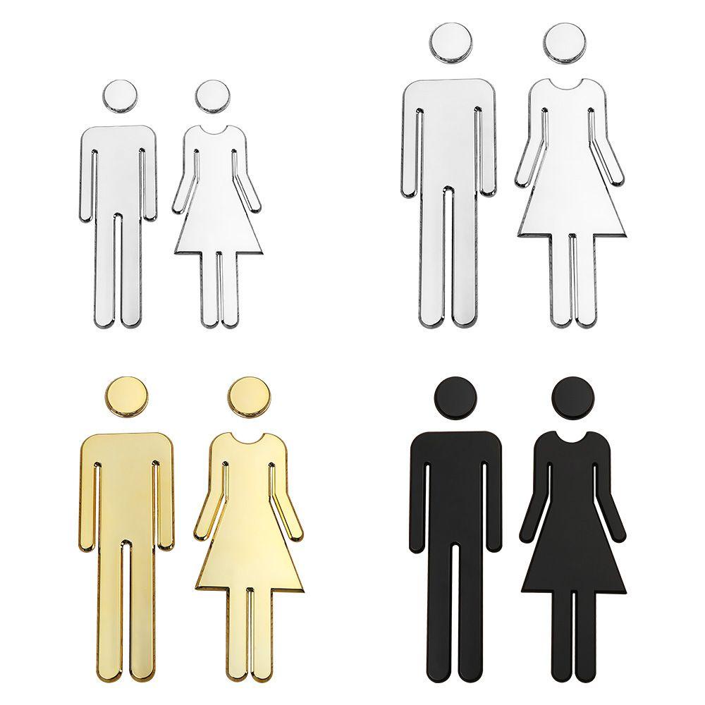 Solighter 3D Toilet Sign Prompt Aksesoris Perekat Diri Kamar Mandi Restroom Toilet DIY Pintu Plakat