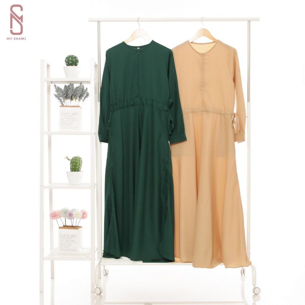 Myshawl Adelia Dress Hitam Gamis Syar'i Jumbo Premium Ld 140 Busui friendly