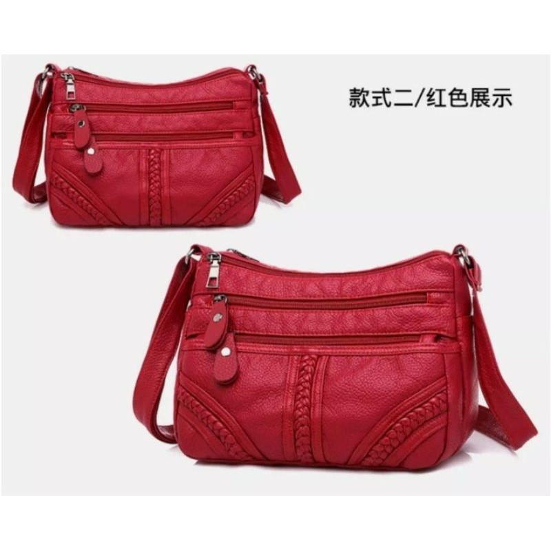 REALPICT slempang kepang terbaru/Material semi kulit tebal