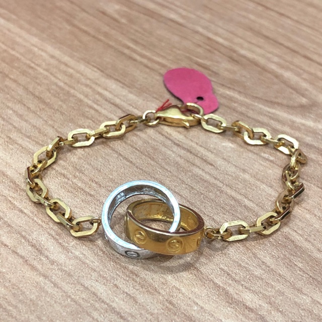 Gelang rantai hollow ring emas kuning