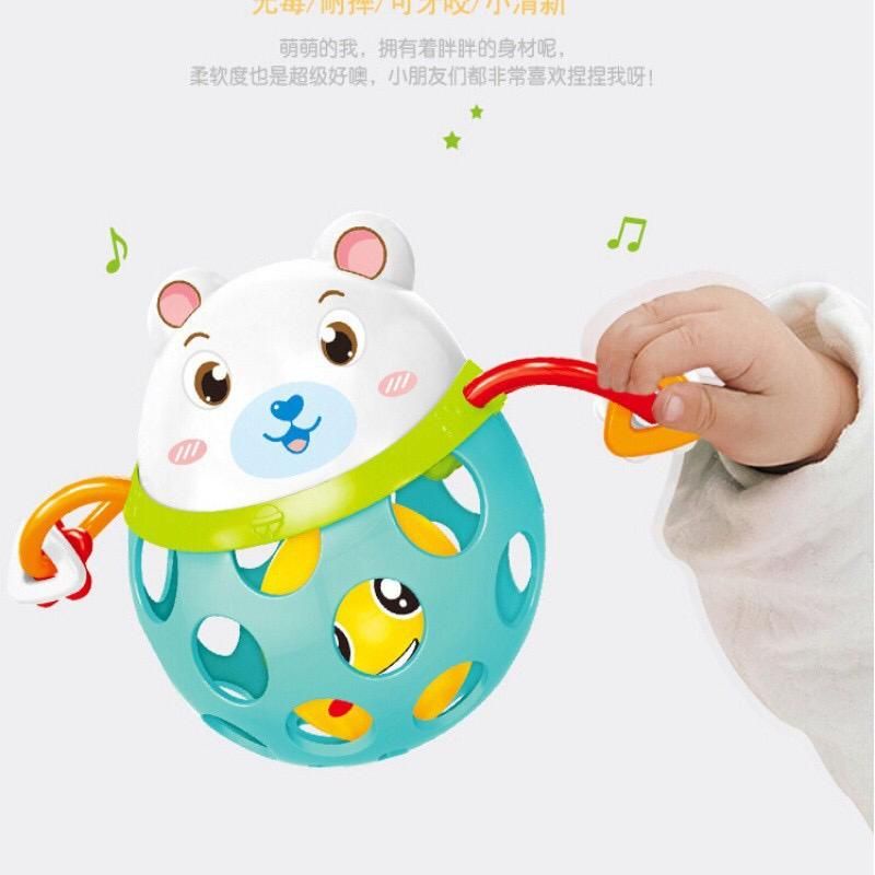 Mainan Teether Baby Hollow Rattle Karet Bola Kerincingan Gigitan Bayi Binatang Animal