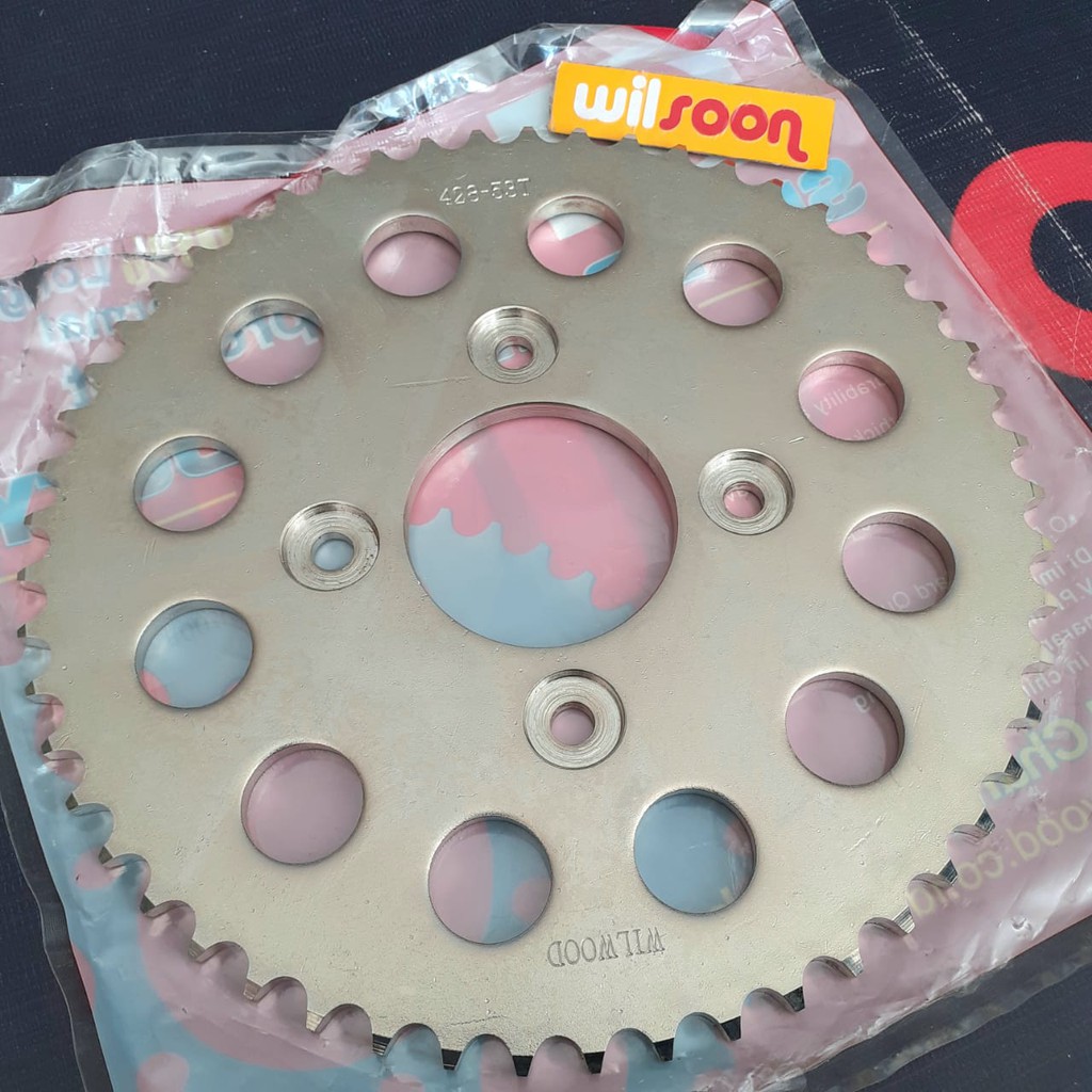 Gear Belakang / Sprocket  Honda Supra Fit New / Supra X 125 / Wave 125 Wilwood 53T 428 Chrome-2
