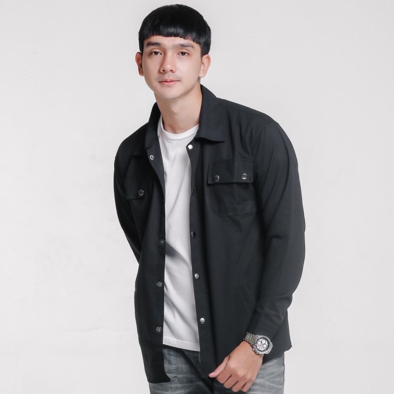 (PROMO) Jaket semi parka/kanvas hitam