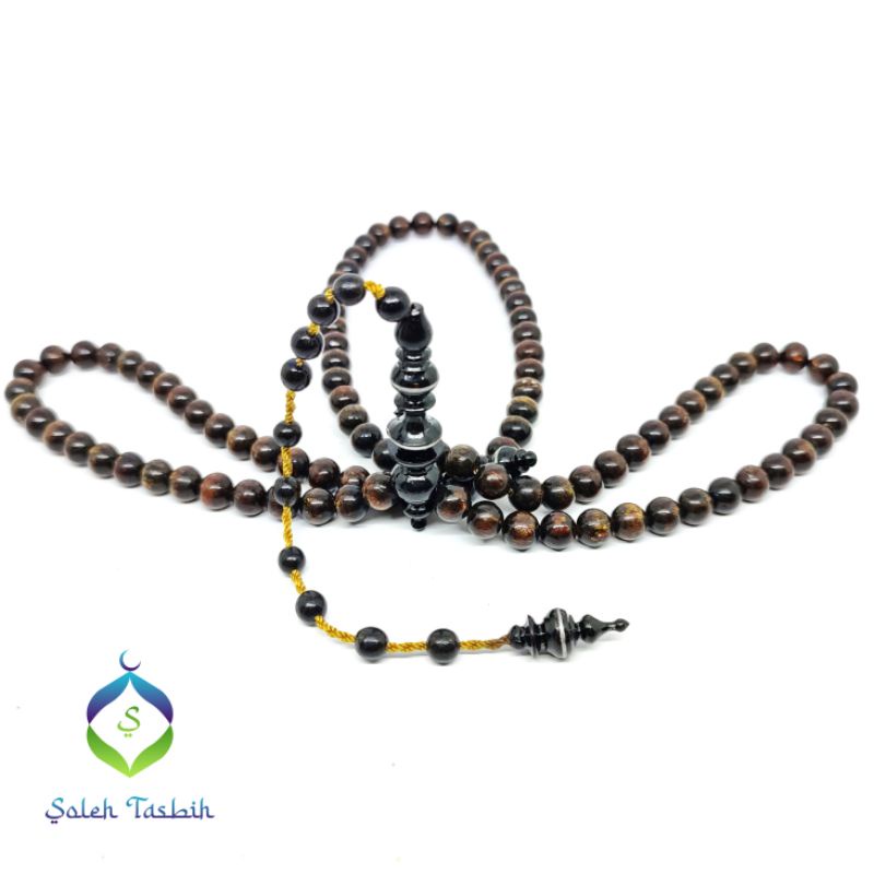 Tasbih Yuser Akar Bahar Serat Emas, Size 8mm/Tasbih Muslim 99 Butir