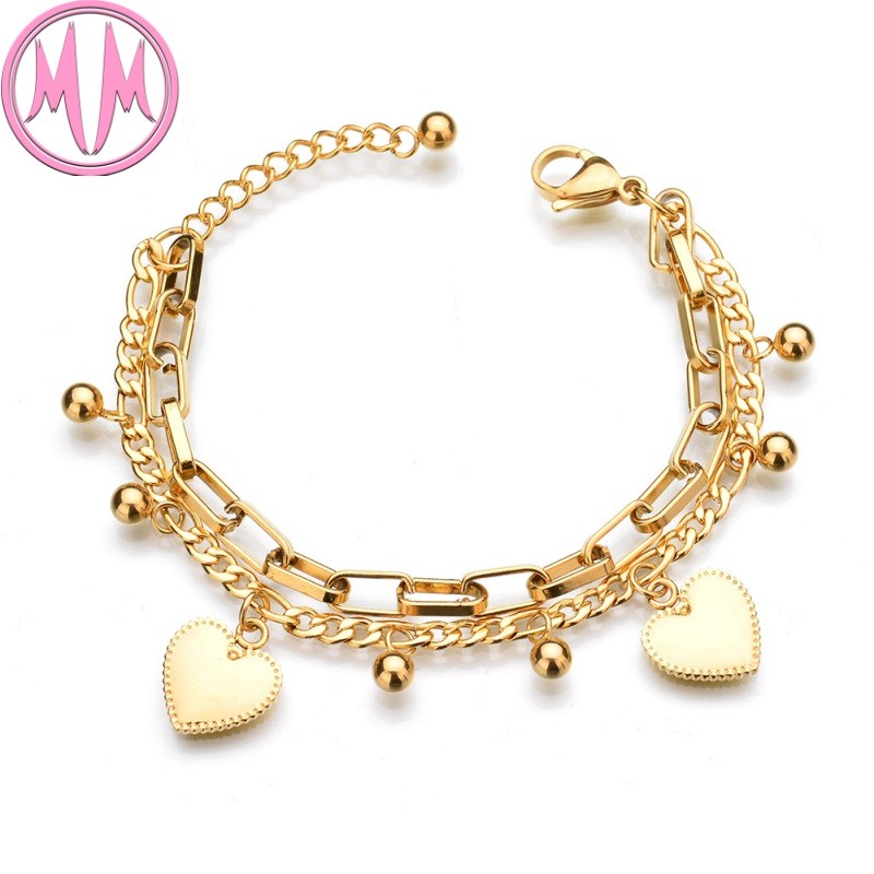 MORYMOSHI B32 Gelang Wanita Titanium Stainless Love Anti Karat Anti Luntur Fashion Korea