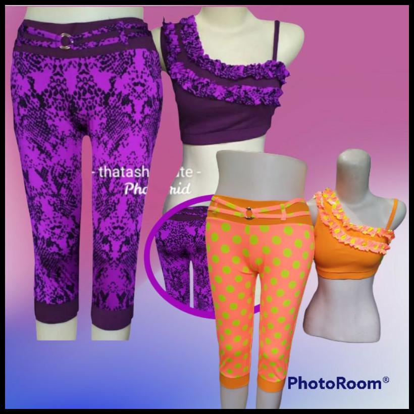 Stelan Olahraga Wanita Baju Senam Baju Seksi Senam Indoor Senam Sehat Erobic Baju Zumba Ungu