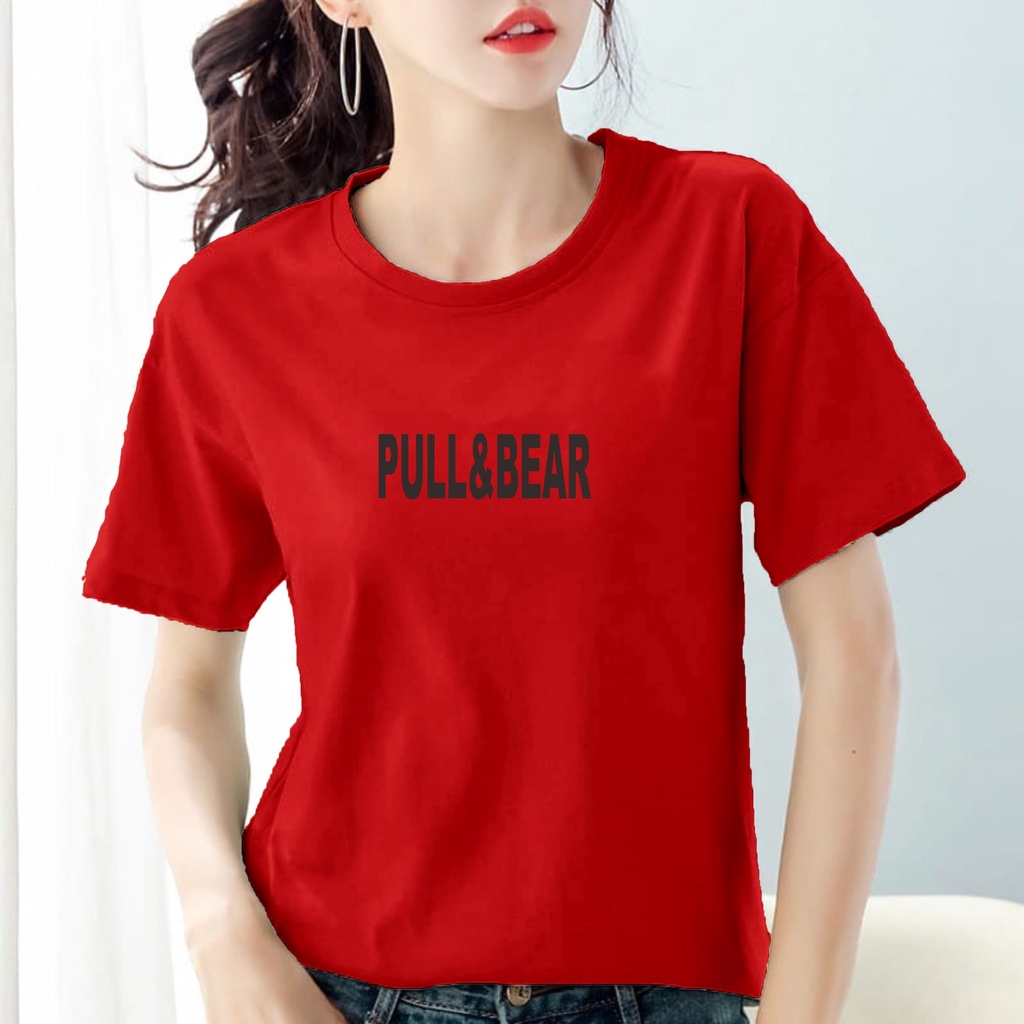 KAOS CEWEK O NECK LENGAN PENDEK PULL &amp; BEAR DI CETAK TULISAN DENGAN POLYFLEX IMPORT KOREA TERMURAH