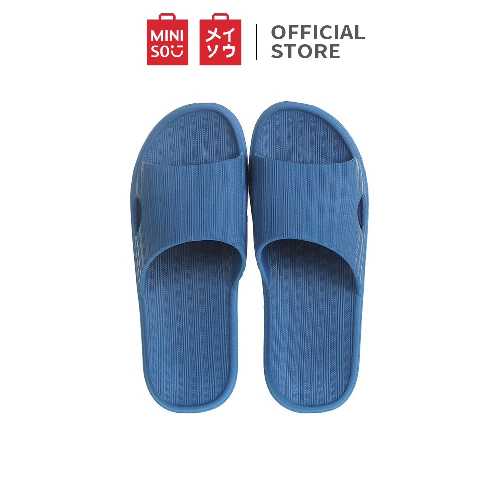MINISO official flip flop Sandal kamar mandi wanita berbahan empuk kotak-kotak-N blue,41-42