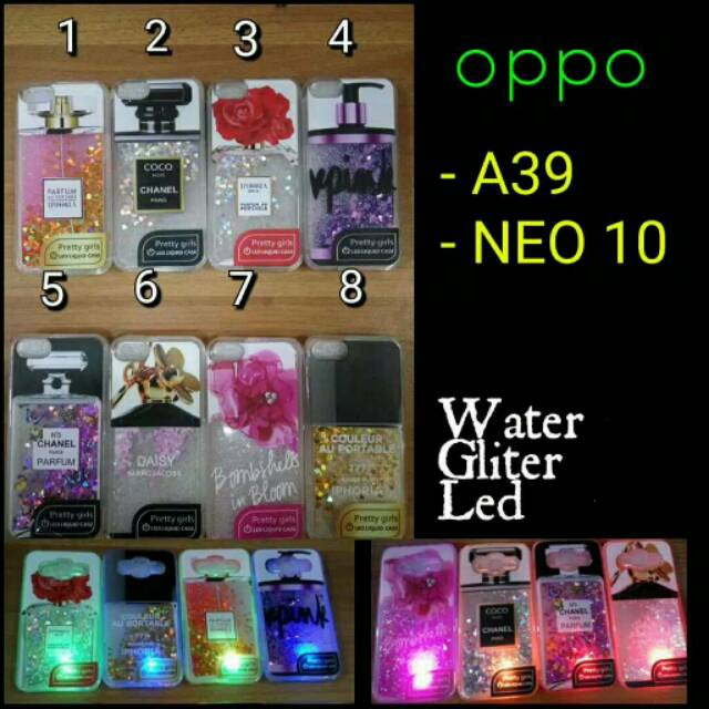 case oppo A39/Neo 10 water glitter LED