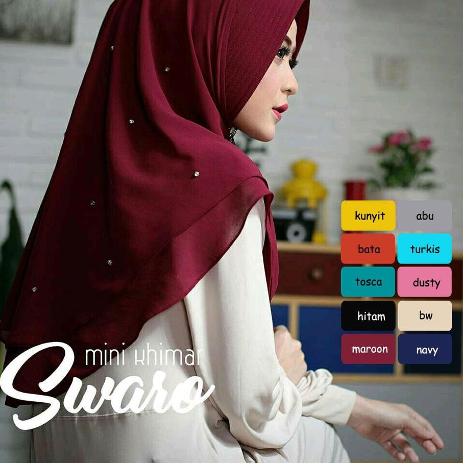 *(TERLARIS) Khimar Ceruty 2 Layer Mini Swaro / Khimar Mutiara 2 lapis / Jilbab instan mutiara tabur