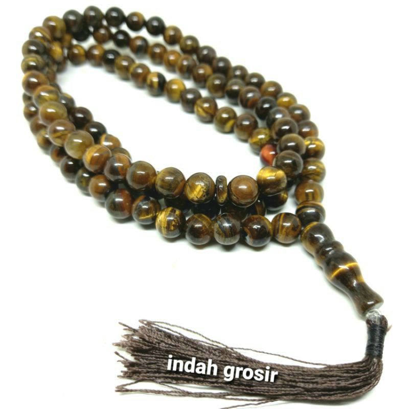 TASBIH BATU NATURAL TIGER EYE SPAH 99BUTIR ORIGINAL