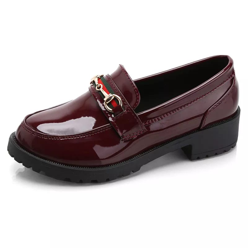 Sepatu Loafers '' NANDYA '' Maroon Glosy Premium LC 01