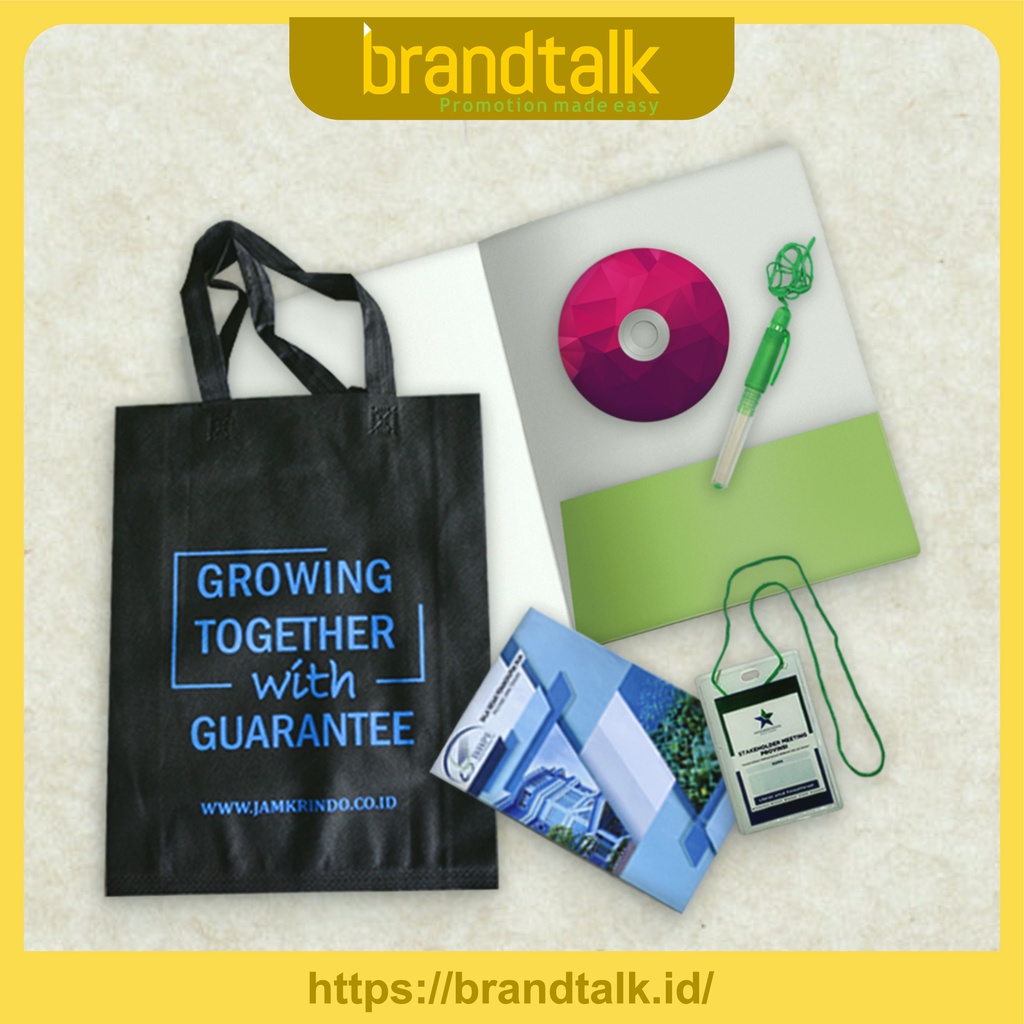 

Paket Seminar Kit Isi 6 - Tas, Pulpen, Notebook, ID Card, Map, DVD