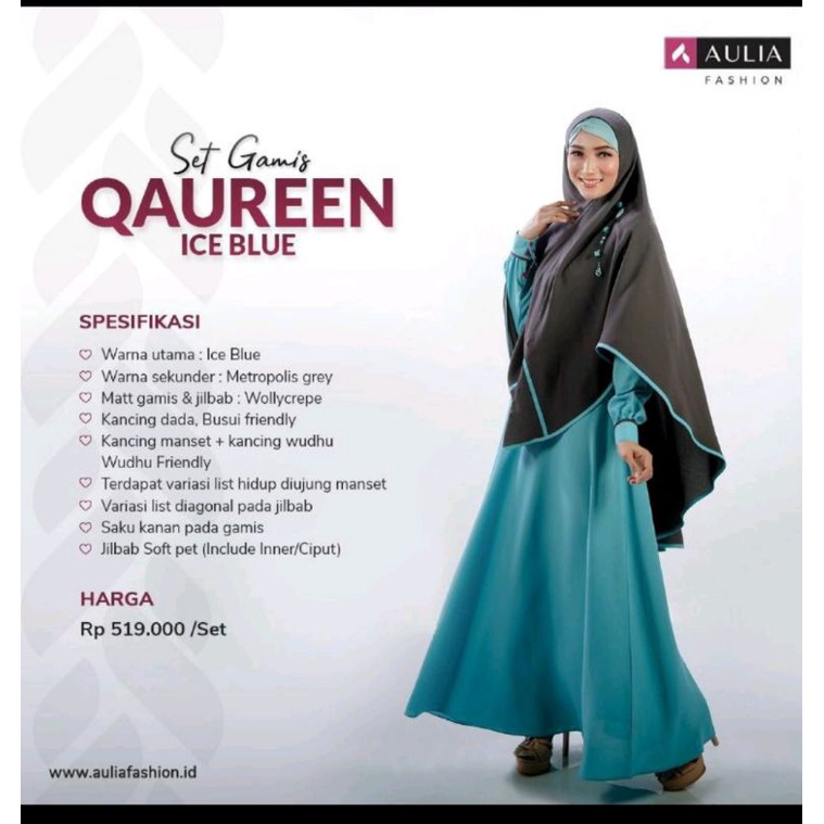 Gamis set hijab Aulia Qaureen Ice Blue. xs