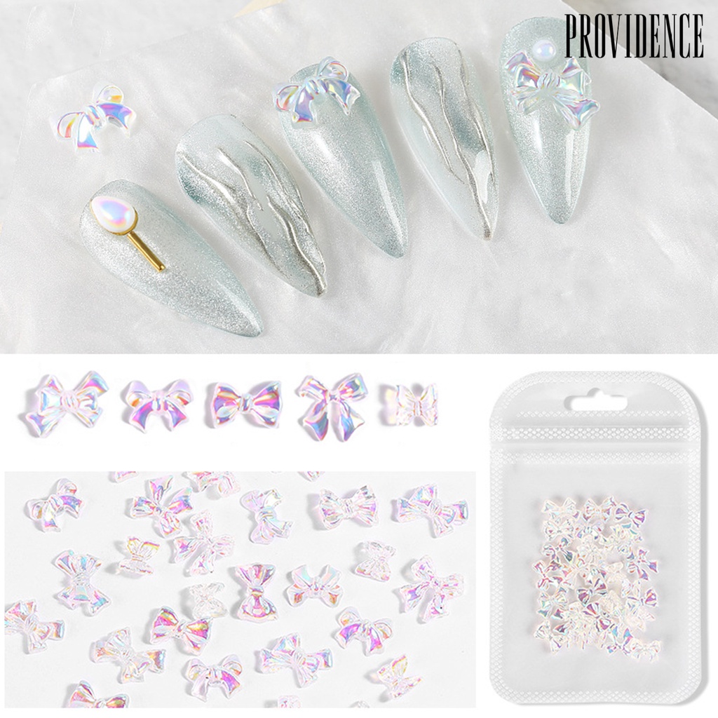 Providence 30Pcs/Pack Nail Art Bowknot Stylish Decorative Resin Bow Rhinestone Manicure Decoration for Women
