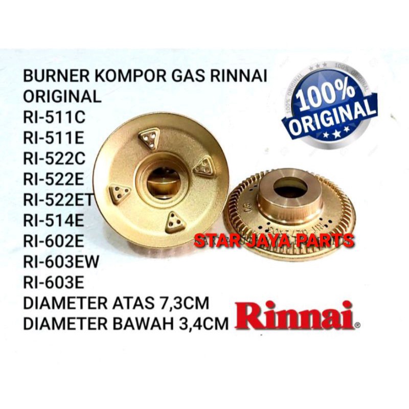 Original Burner kuningan Kompor Gas Rinnai RI-511 | RI-522|RI-602|RI-603