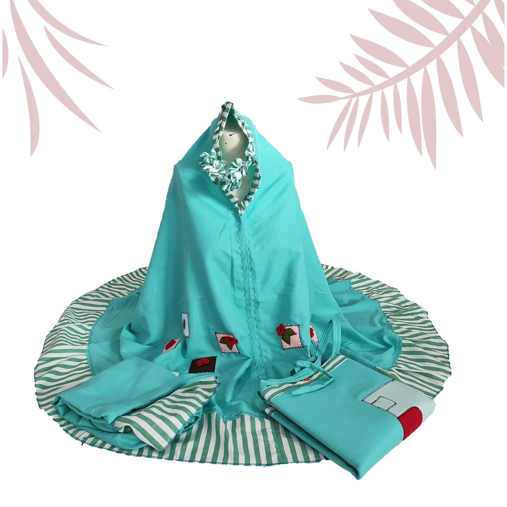 Mukena Anak Tas Sajadah Salur bahan Katun Micro Super-MINT