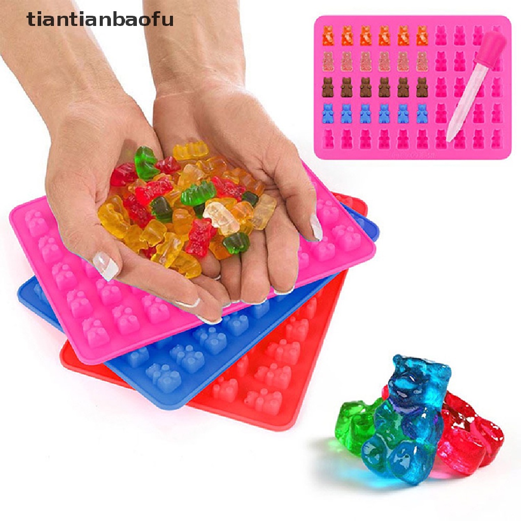 Cetakan Cokelat Permen Jelly Es Desain Gummy Bear 53 Rongga Bahan Silikon