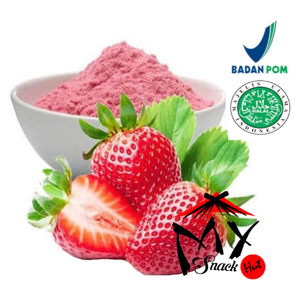 STRAWBERRY FLAVOUR POWDER 50GR - STROBERI FLAVOR PERISA ROTI KUE MINUMAN STRAWBERI BUBUK MURNI HALAL