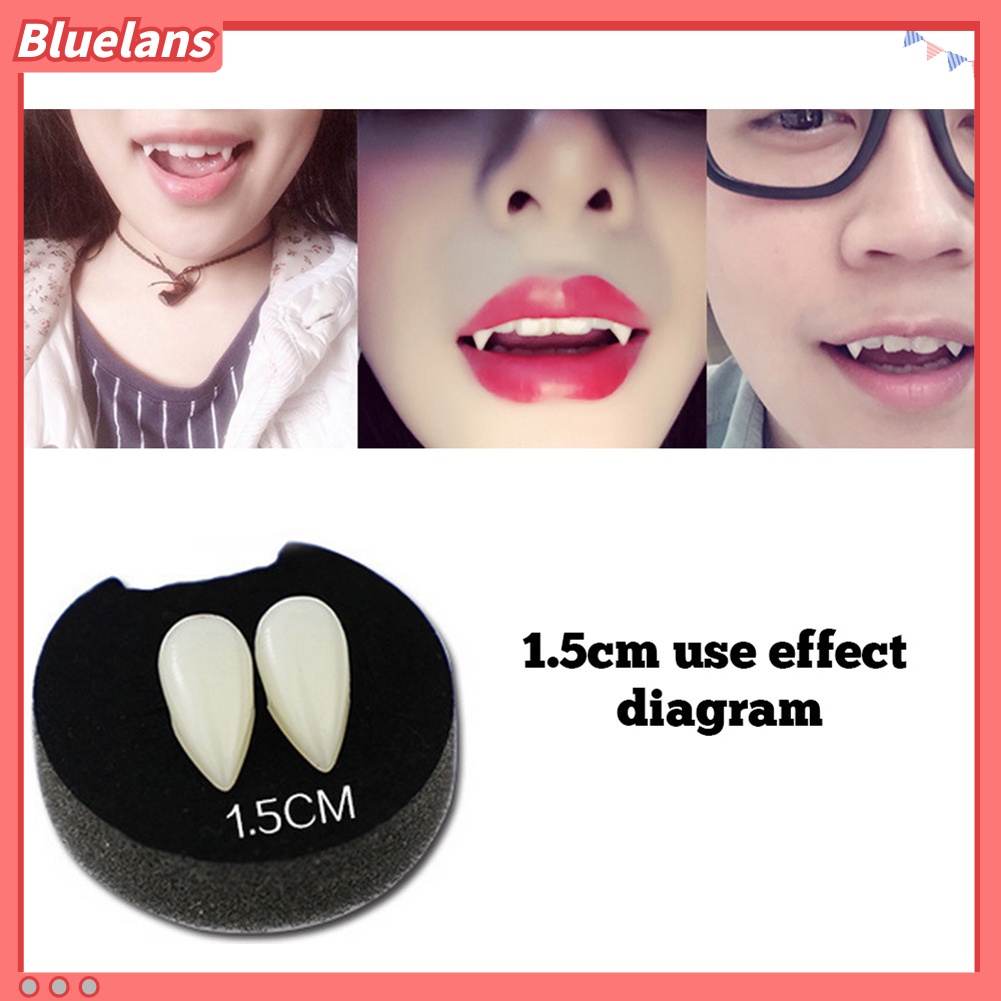 2pcs Gigi Palsu Luminous Vampire Untuk Cosplay Pesta Halloween