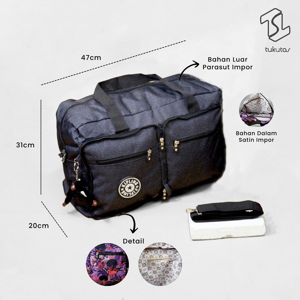 Tas travel bag motif lipat jumbo tas pakaian mudik besar free gantungan
