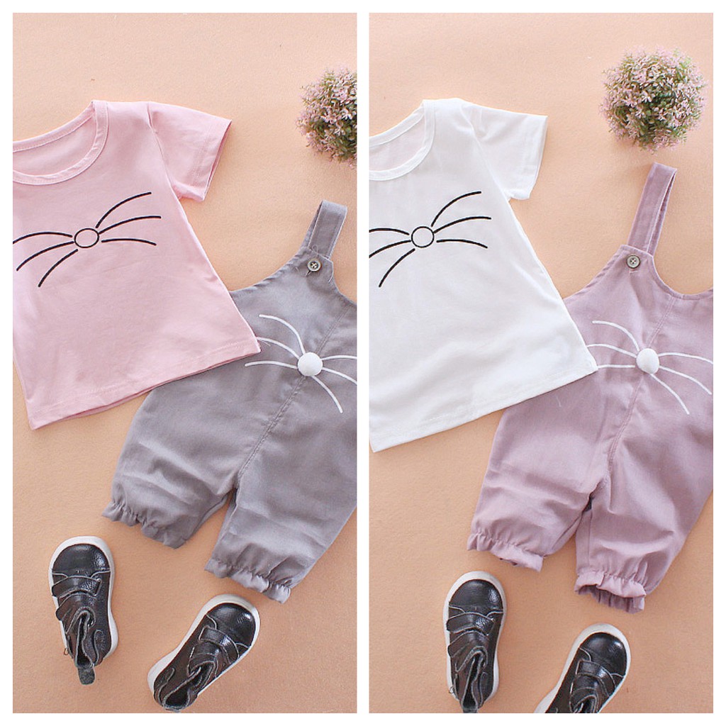 Baju Pakaian Anak Jumper Bayi Perempuan Cewek  Murah Import motif kumis kucing BBD022