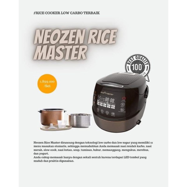 neozen rice master/rice cooker rendah gula