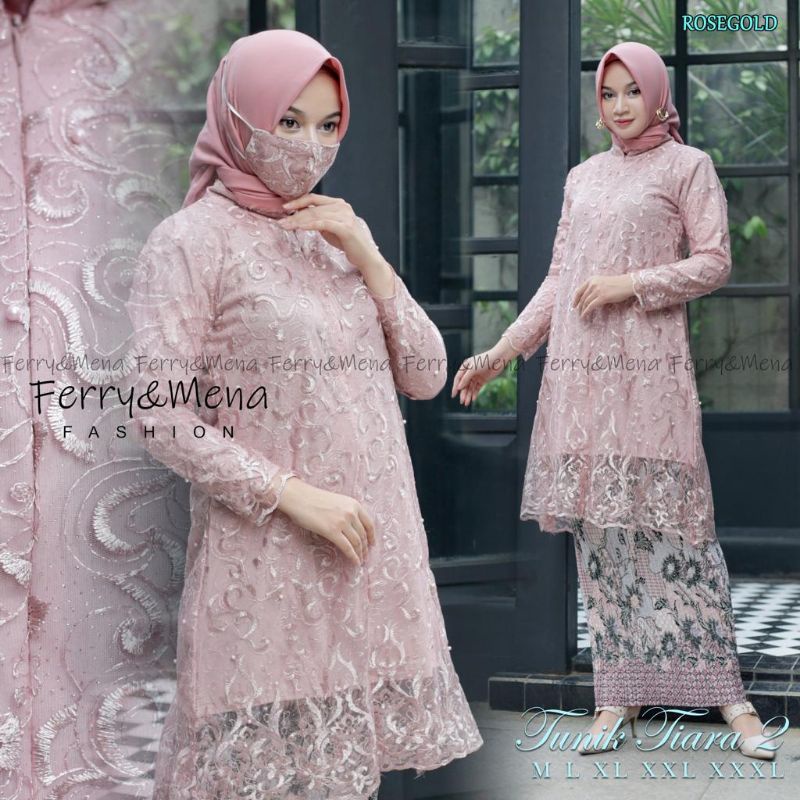 Setelan Tunik Tille Tiara 2 / Kebaya Tunik Solo / Kebaya Ld 130 / Set Tunik Busui