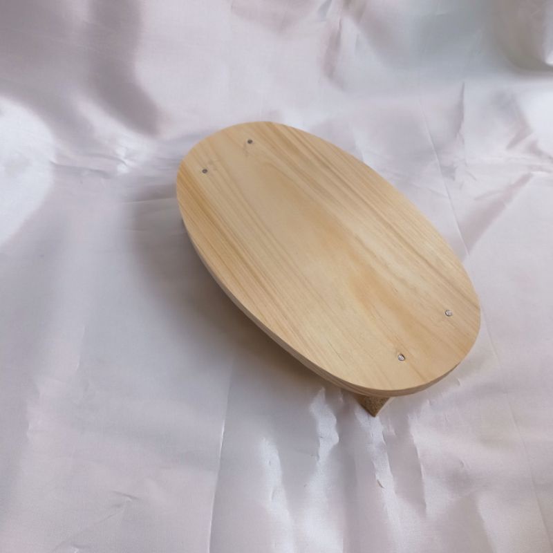 Talenan Kayu Pinus Oval Model Kaki, Ukuran 24x15 cm