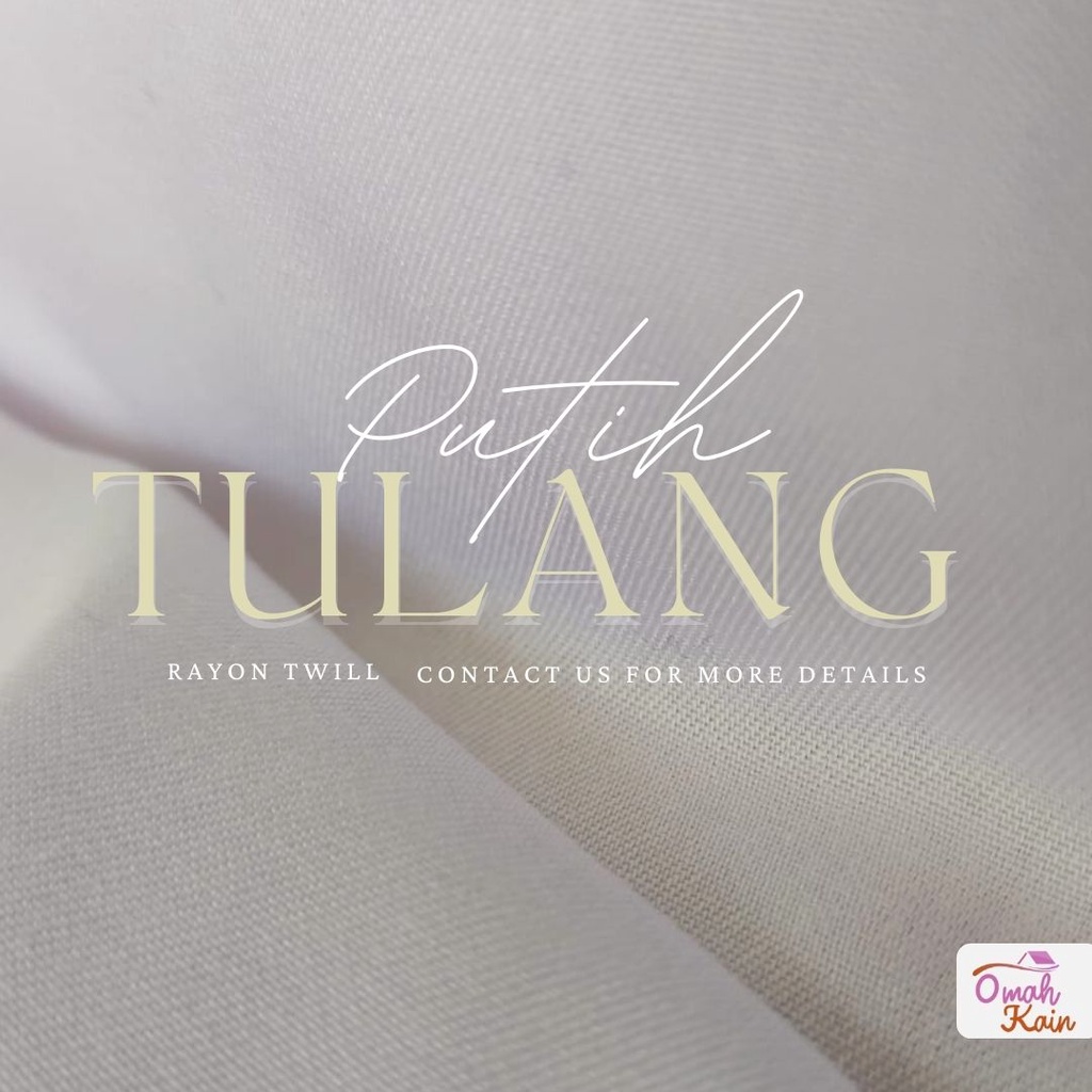KAIN RAYON TWILL VISCOSE (100% rayon, jatuh, adem, tebal, lembut dan tidak berbulu) #omah kain-Putih Tulang