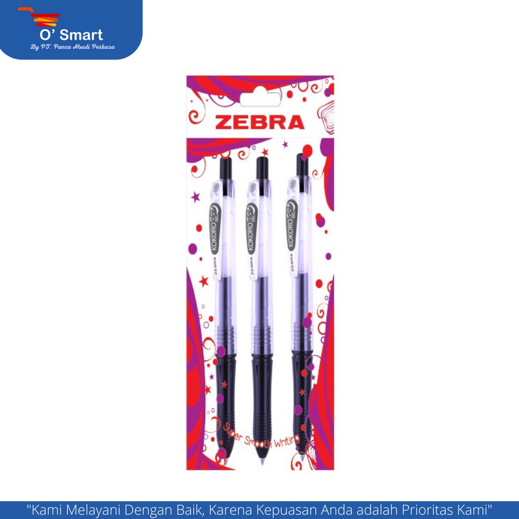 

ZEBRA Kokoro Gel Pen 0.5 Hitam Biru 1 Set Isi 3