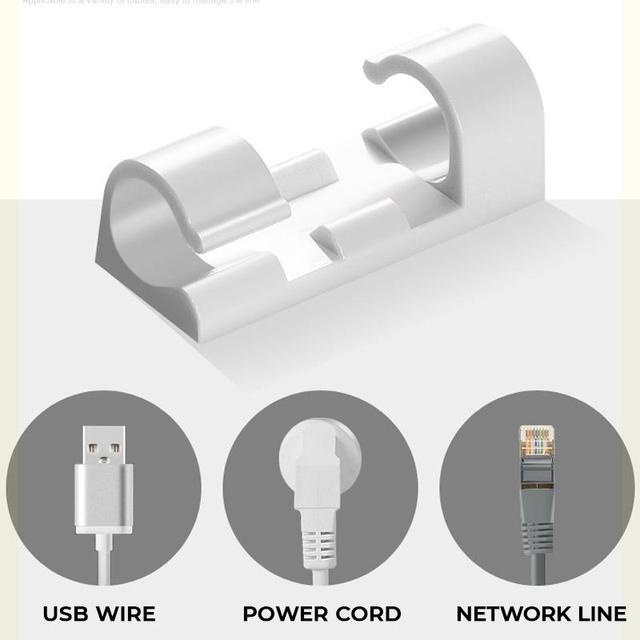 [Isi 16/20] Penjepit Kabel Klip + Lem / Organizer Cable Klip Per Pack / Klem Kabel Tanpa Paku