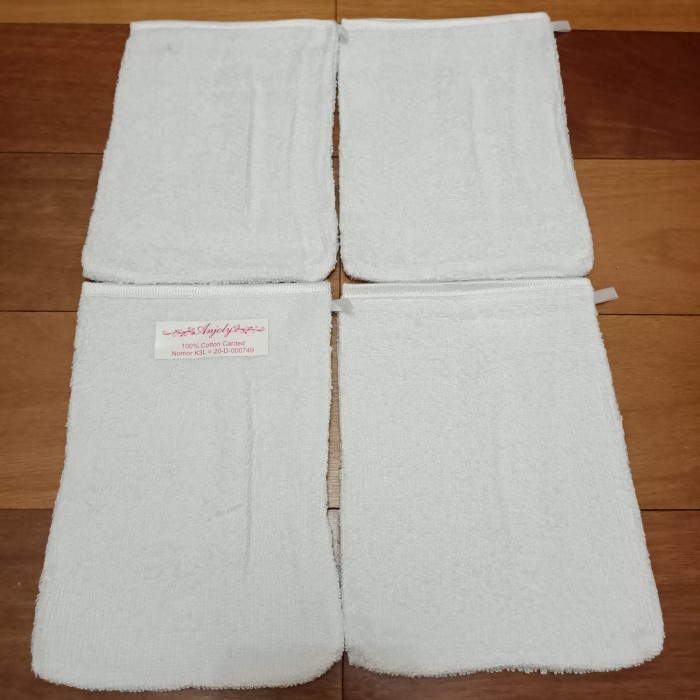 Handuk Wash Lap Bayi / Washlap / Lap tangan merk Anjoly Warna &amp; Putih