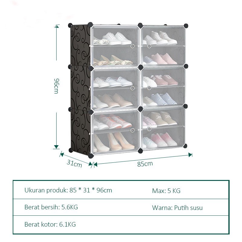 KAGK Lemari Rak Sepatu Rak Sepatu Anti Debu Portable Serbaguna Kotak Sepatu Portable Murah  Rak Sepatu Plastik Susun