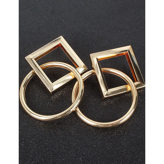 LRC Anting Tusuk Fashion Alloy Round Square Cross Hollow Stud Earrings K44415