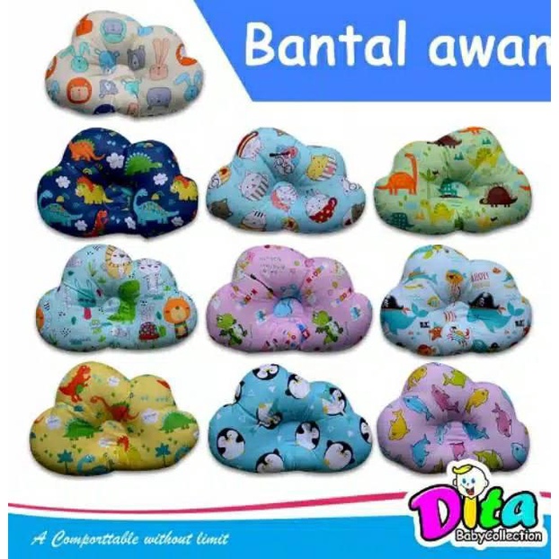 Bantal Kepala Bayi Motif Awan Anti Peyang , Cloud Pillow Bayi , Bantal Kesehatan