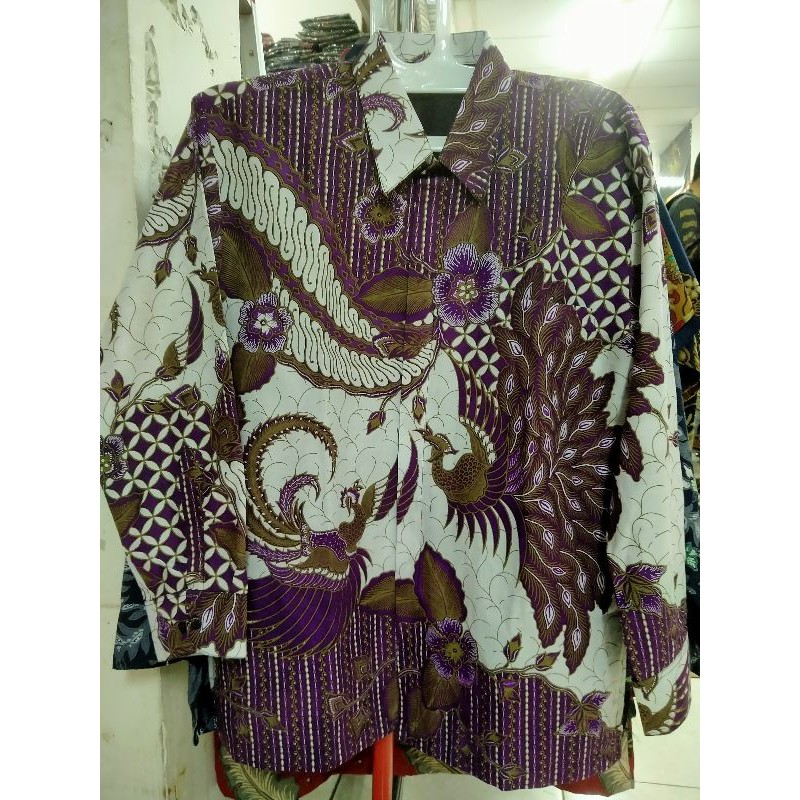 Kemeja Batik PREMIUM TERBARU Batik Pria Warna Ungu Putih Batik Ungu Lengan Panjang Full Furing