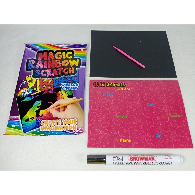 mainan edukasi anak magic rainbow scratch and draw / mewarnai gosok /