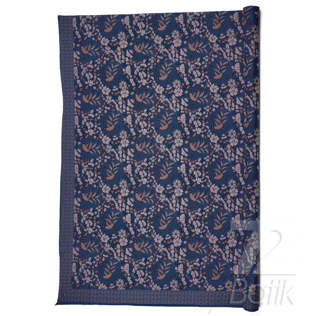 KAIN BATIK KATUN Premium Motif Burung Kembang Warna Biru Putih 723317 Cap 72 Jarik Jarit Samping Kebat Panjang Batik Katun Modern Premium Bahan Seragam Batik Pernikahan Kantor Keluarga Murah Kamen Jadi Batik Bali Lembaran