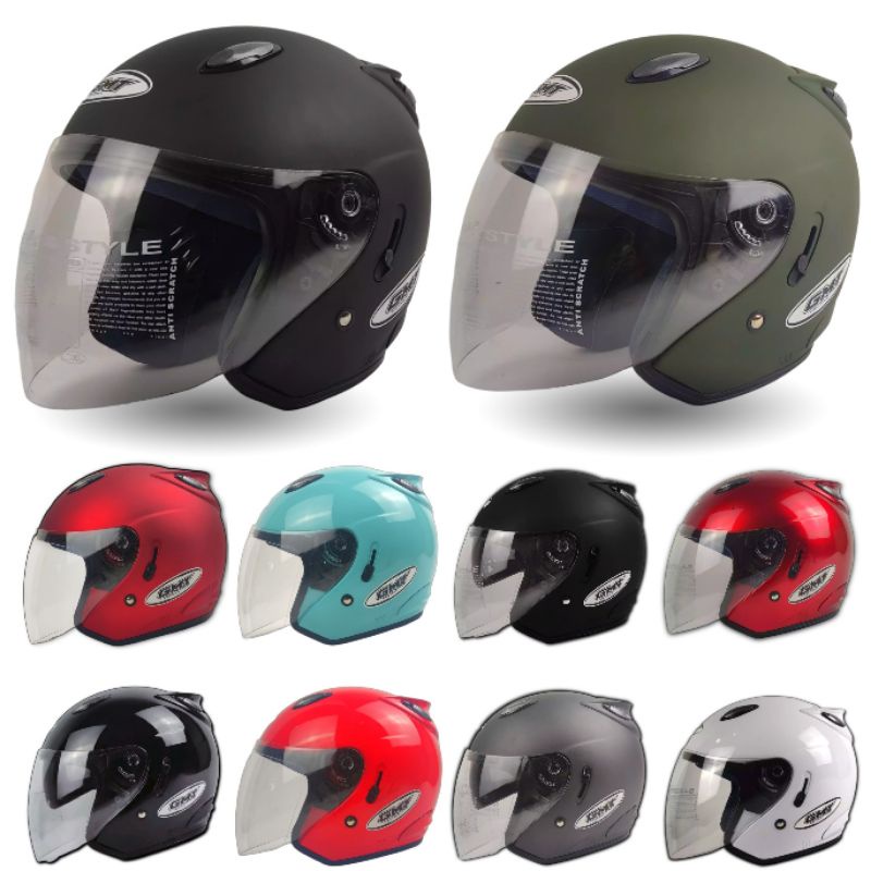 Helm Half Face Double visor Cewek Cowok Original GMT Centro 2 Kaca Motor SNI