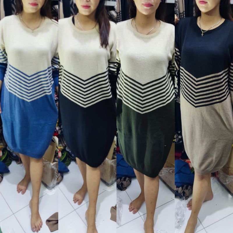 Dress rajut/dress rajut fashion/tunik rajut/tunik muslim import real pict