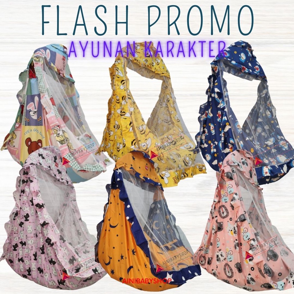 Ayunan karakter kain katun / Ayunan Bayi / Ayunan Kasur / Ayunan Kelambu / Ayunan Motif Ayunan Anak ainibabyshop FLASH PROMO