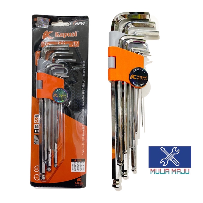 Kunci L Ball Point KapusiCrome /kunci L panjang Ball point 9pcs Kapusi