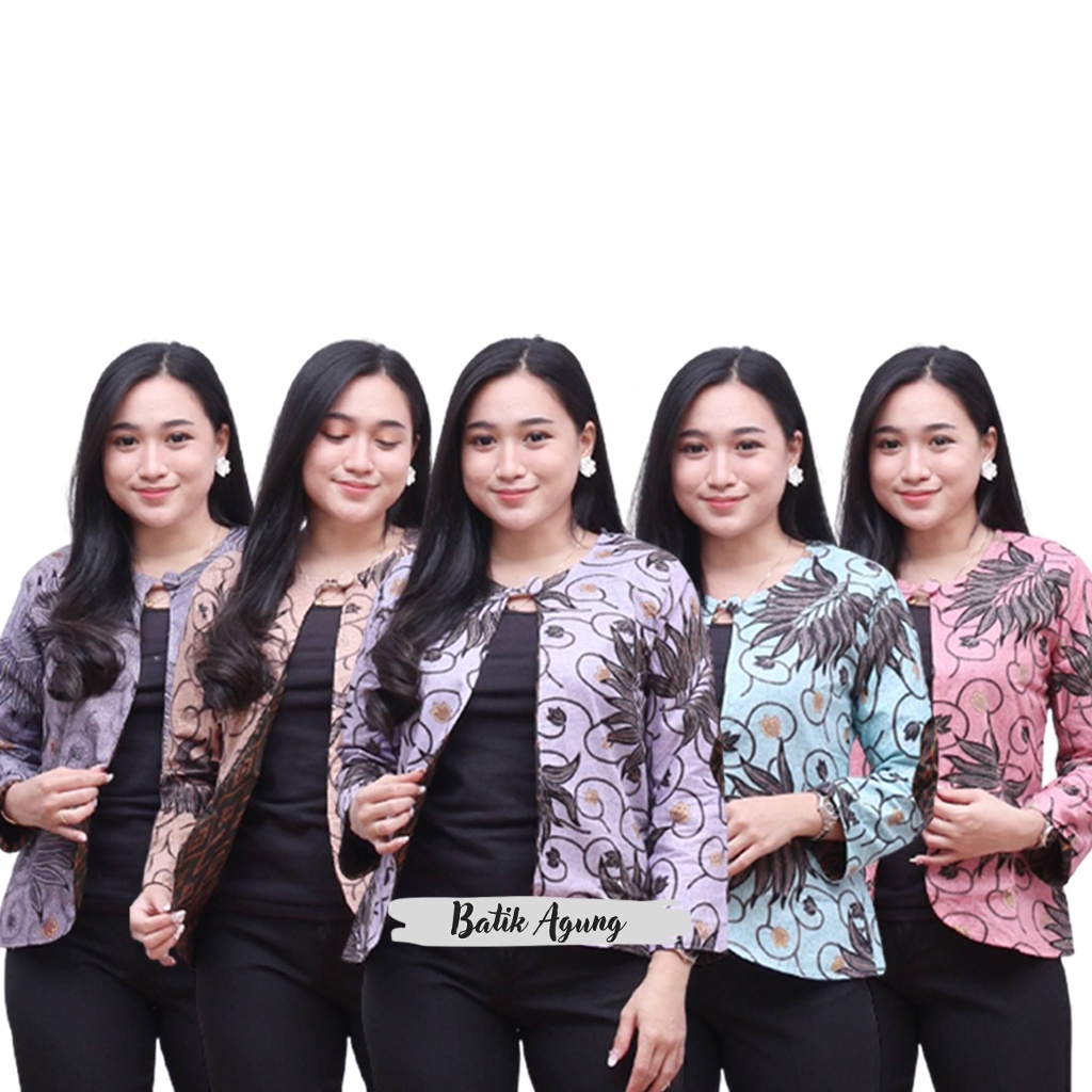 Atasan Baju Batik Kerja Kantor Kondangan Blouse Bolero Bolak Balik Cewe Wanita Trendy Kalem Kekinian-0