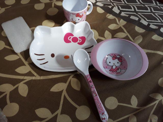 Set Alat Makan Melamine Hello Kitty (paket Piring Kepala)
